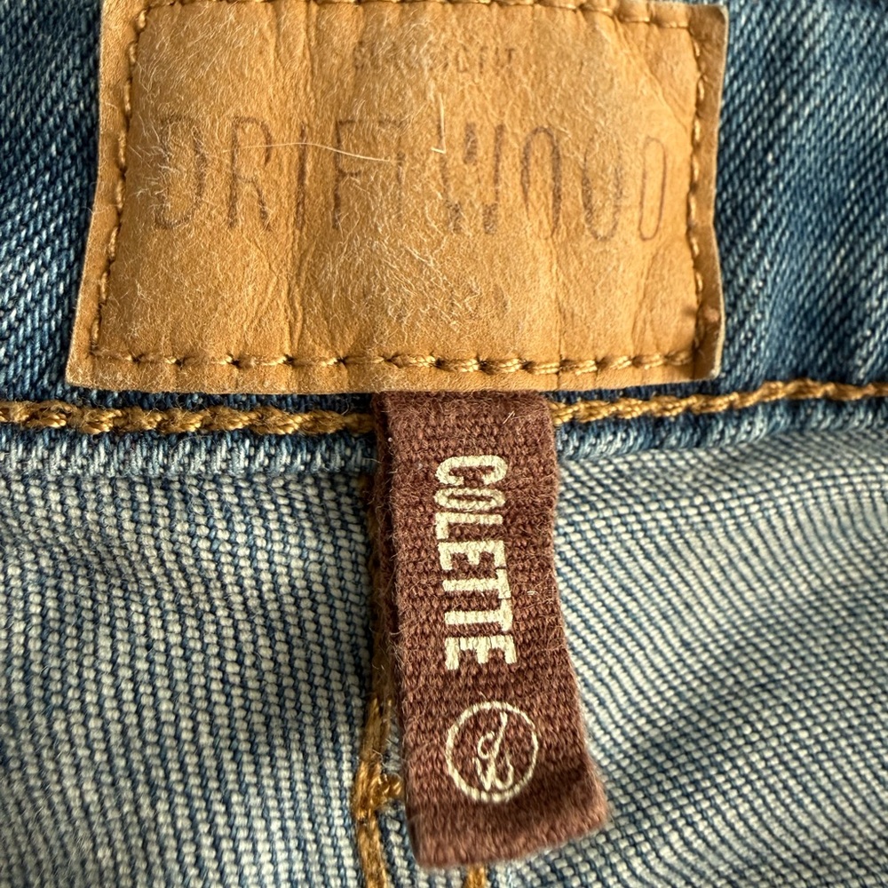 Anthopologie DRIFTWOOD Colette 29 Light Blue Jeans Colorful Embroidered Cuffs - Picture 4 of 5